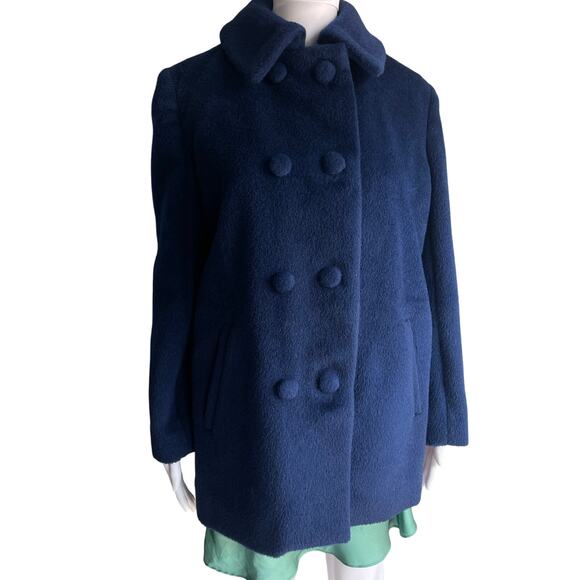 Vintage Vogue Paris Original Navy Wool Double Breasted Coat Size Small